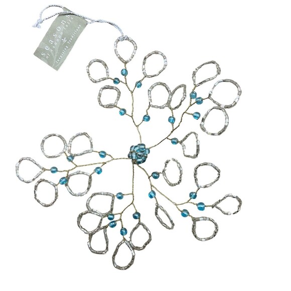 Seasons of Cannon Falls Ornaments Glass & Wire Beaded Snowflake Assorted 3pc - Picture 2 of 12